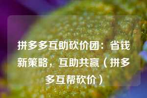 拼多多互助砍价团：省钱新策略，互助共赢（拼多多互帮砍价）  第1张