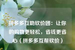 拼多多互助砍价团：让你的购物更轻松，省钱更省心（拼多多互帮砍价）  第1张