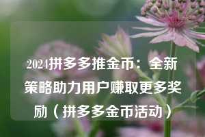 2024拼多多推金币：全新策略助力用户赚取更多奖励（拼多多金币活动）  第1张