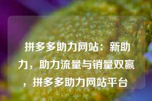  拼多多助力网站：新助力，助力流量与销量双赢，拼多多助力网站平台 第1张